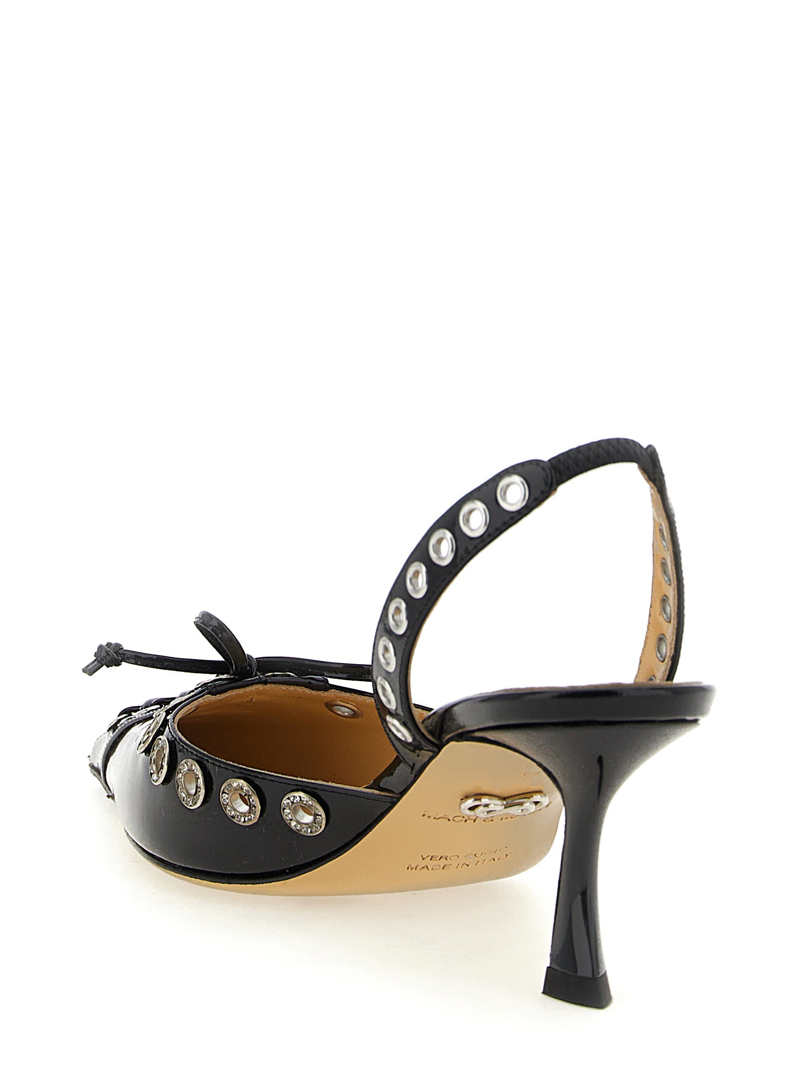 Mach & Mach 100% calfskin leather slingback heel in black — view 3