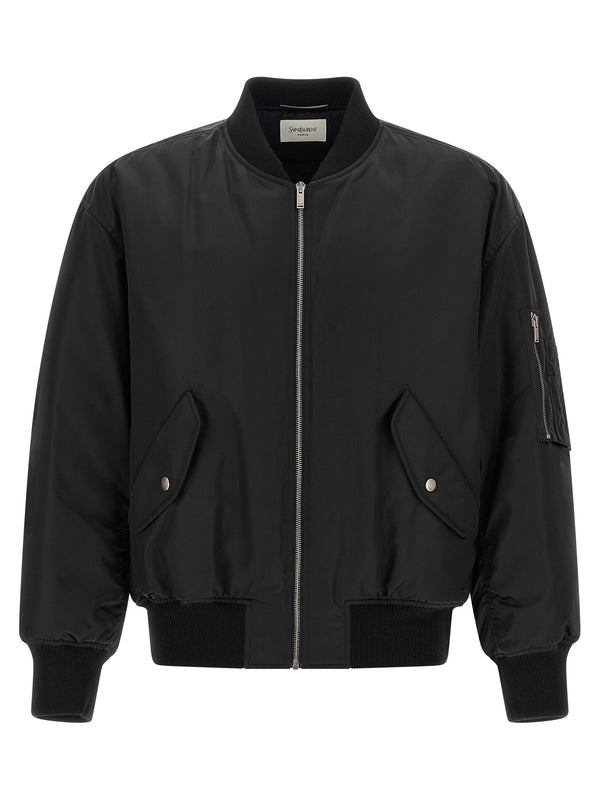 Saint Laurent 100% polyamide; lining: viscose and cotton blend bomber jacket in black