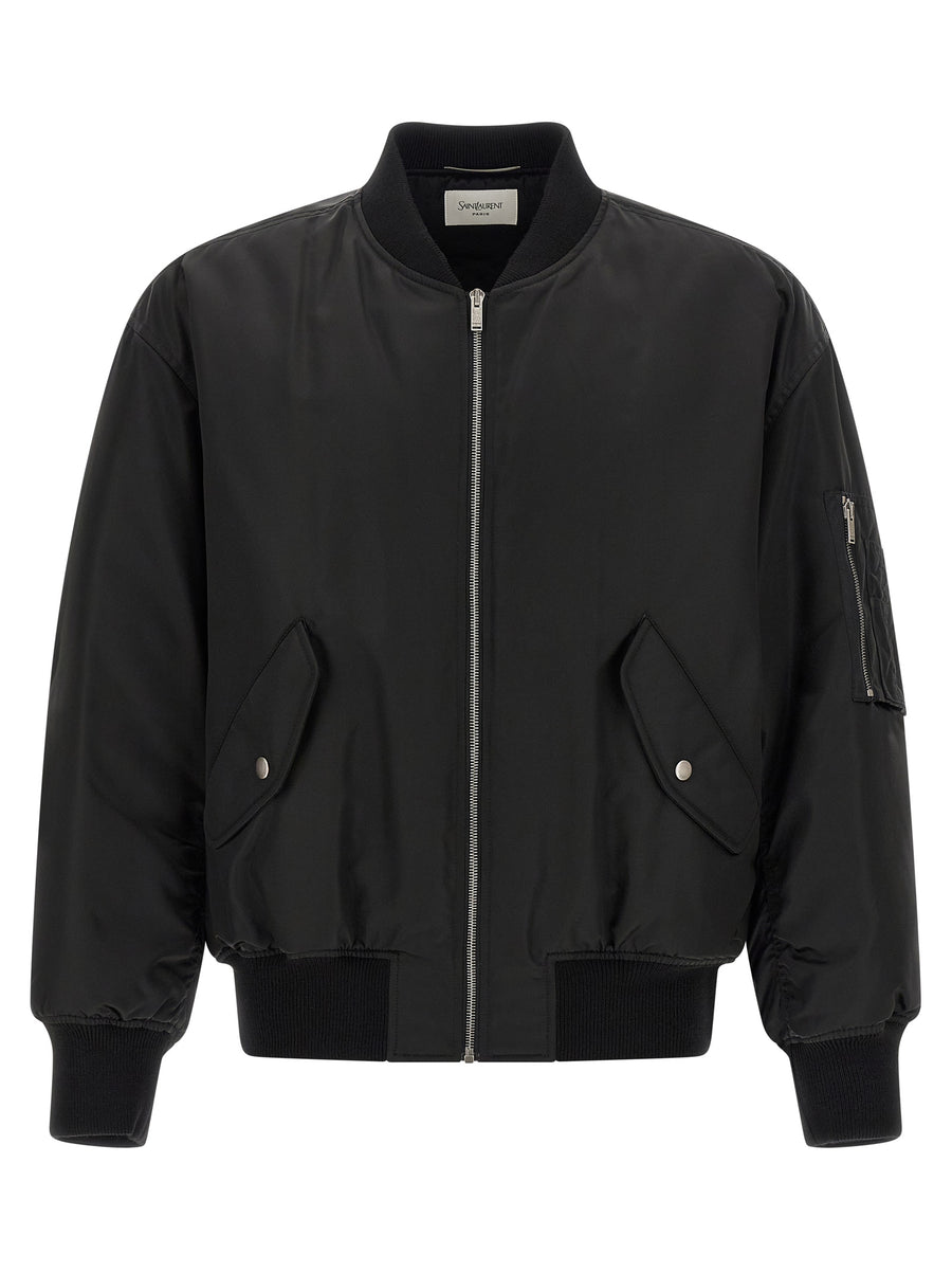 Saint Laurent 100% polyamide; lining: viscose and cotton blend bomber jacket in black