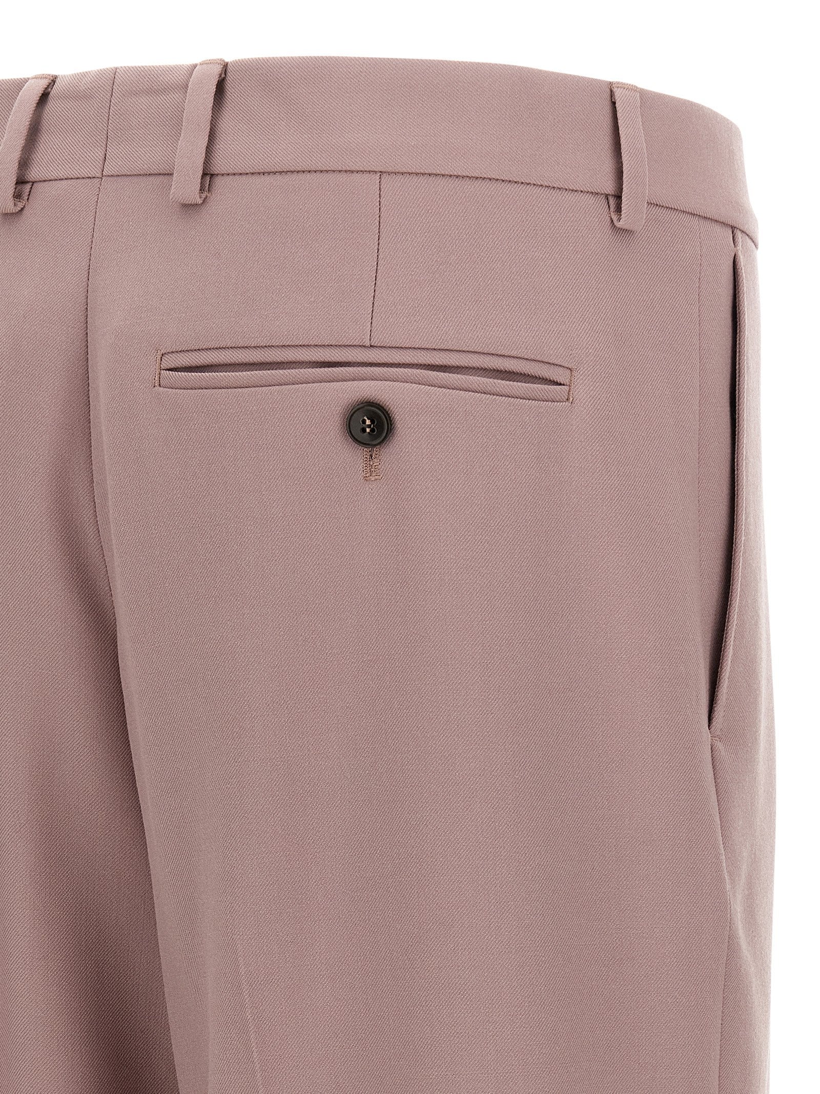 Dries Van Noten 100% wool trousers in pink — view 4