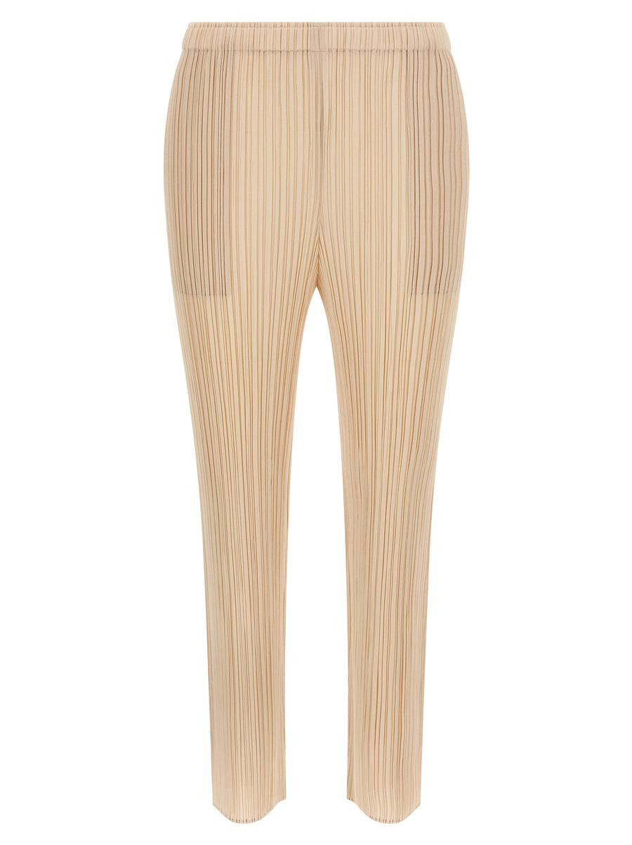 Pleats Please Issey Miyake 100% Polyester trousers in beige