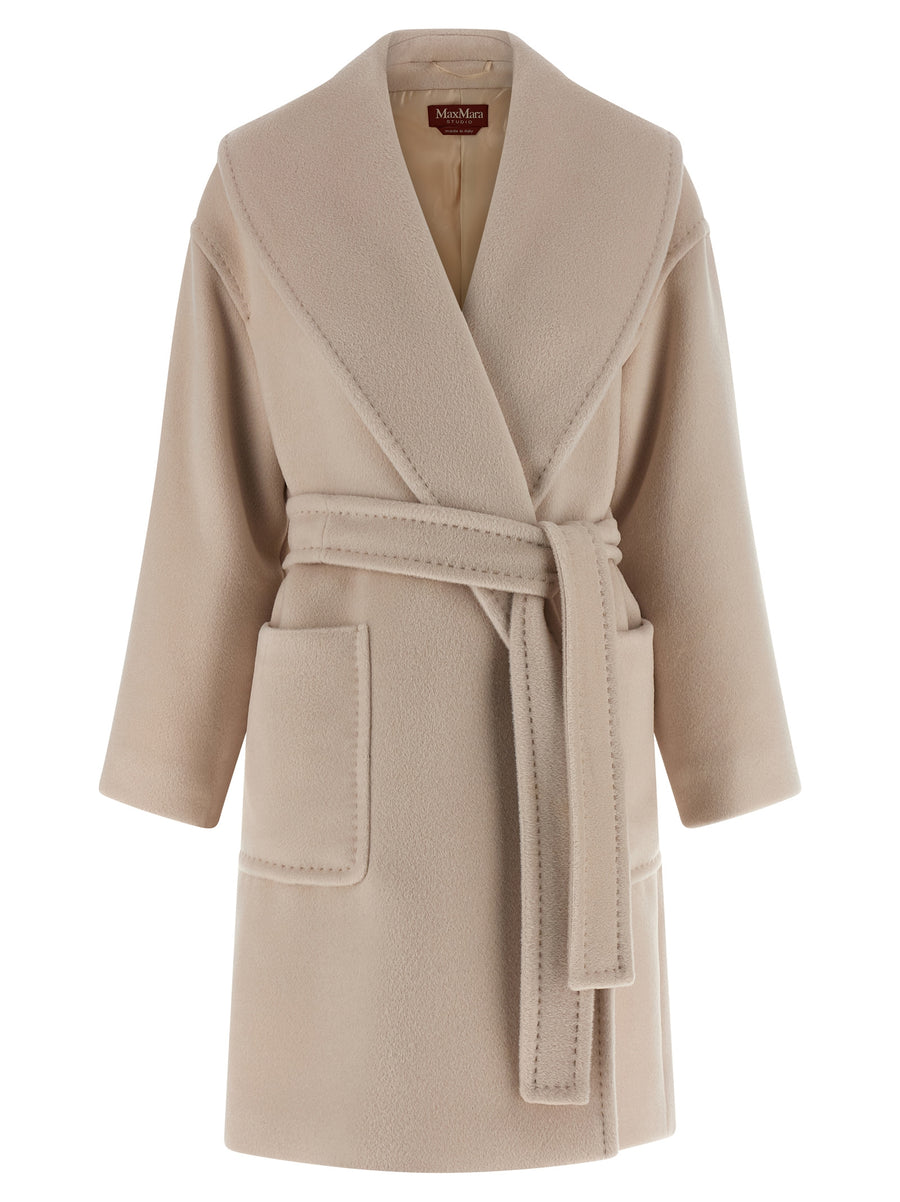 Max Mara 70% alpaca wool coat in beige