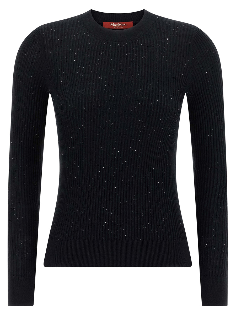 Max Mara 55% silk sweater in black