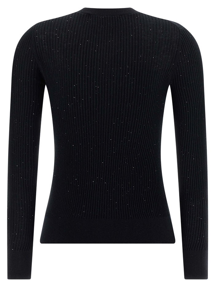 Max Mara 55% silk sweater in black — view 2