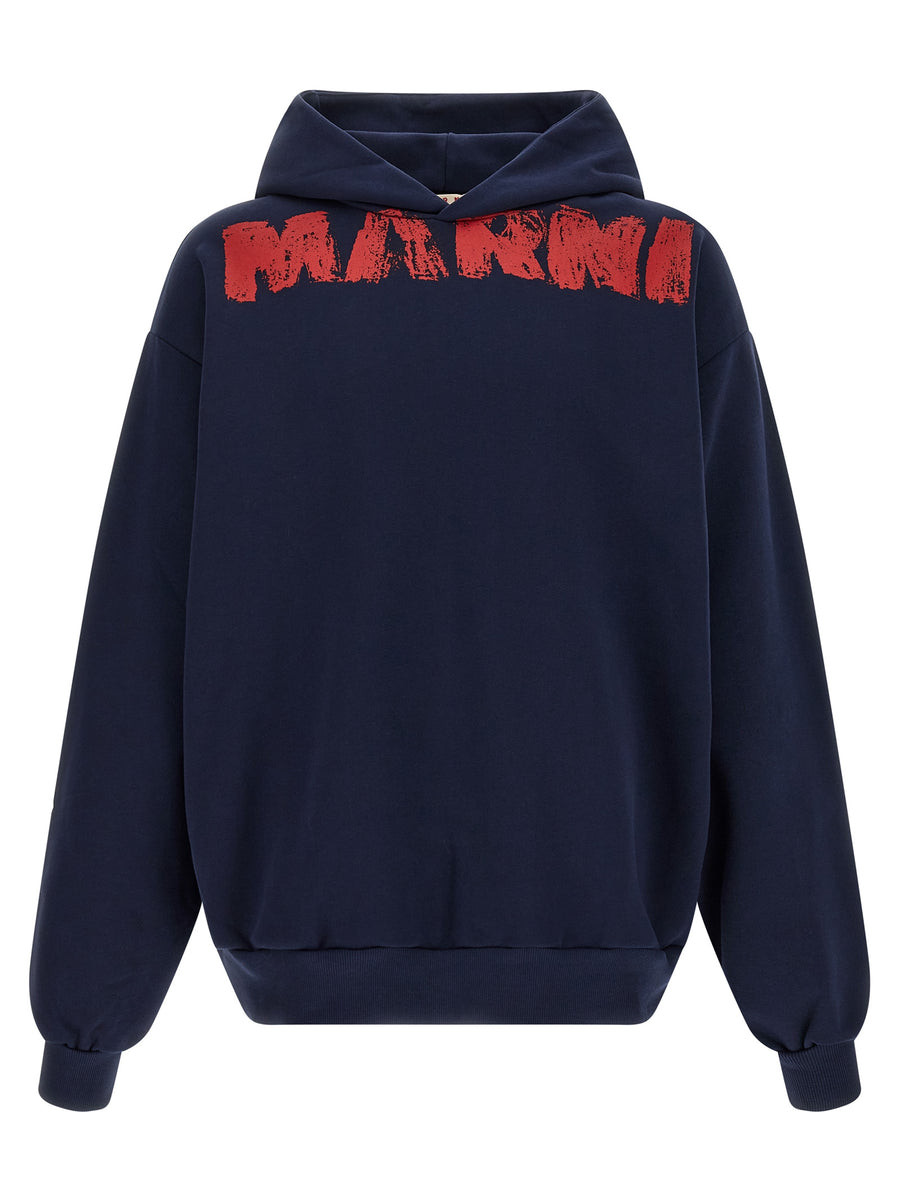 Marni 100% cotton hoodie in navy