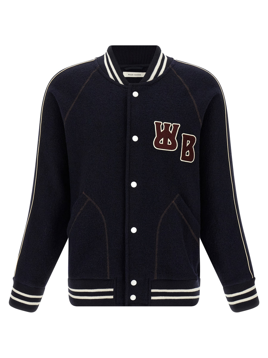 Wales Bonner 100% virgin wool bomber jacket in navy