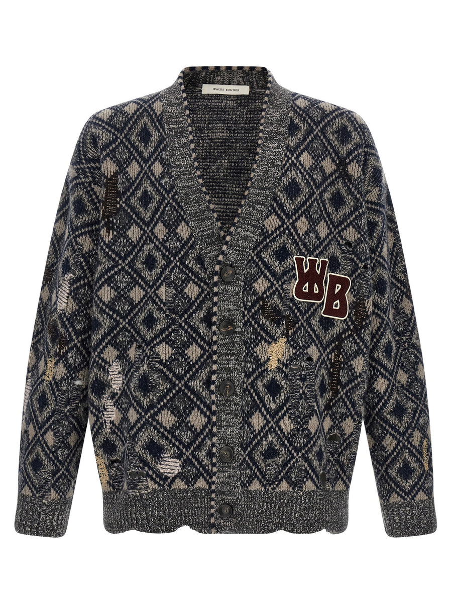 Wales Bonner 100% Merino wool cardigan in navy