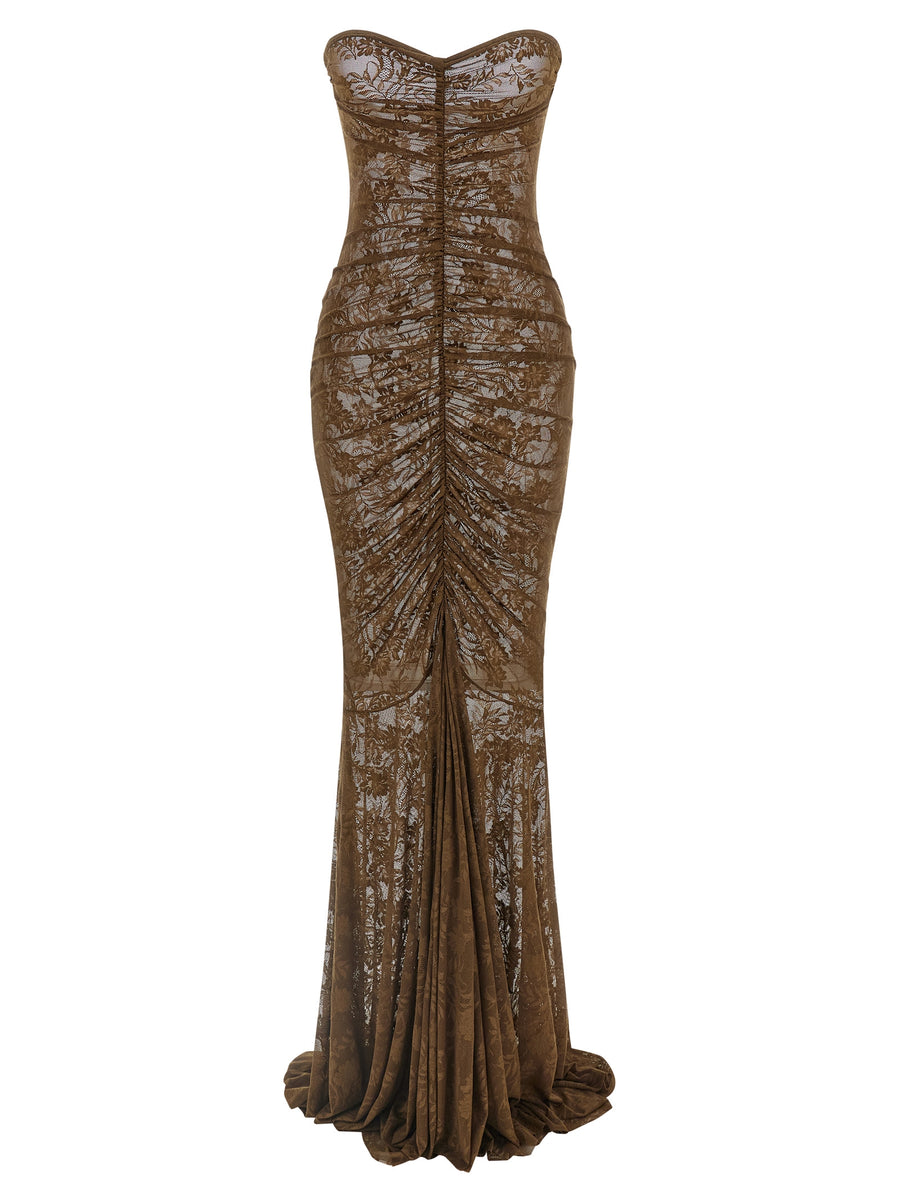 Norma Kamali 81% polyamide dress in brown