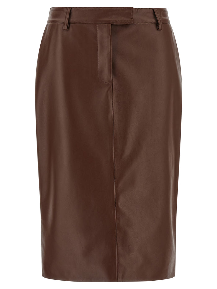Giuseppe Di Morabito 100% Leather skirt in brown