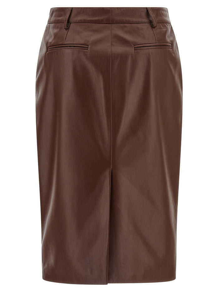 Giuseppe Di Morabito 100% Leather skirt in brown — view 2