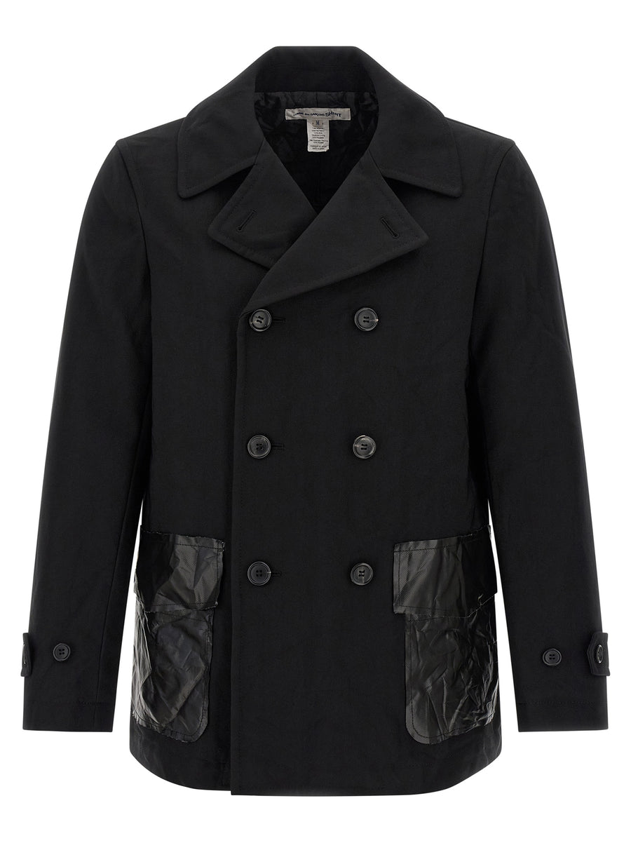 Comme des Garçons 100% polyester coat in black