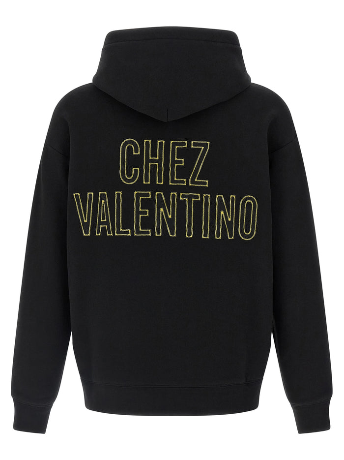 Valentino Garavani 100% cotton hoodie in black — view 2