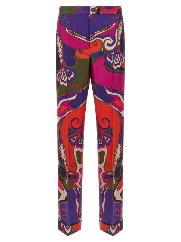 Emilio Pucci 100% Silk trousers in multicolor