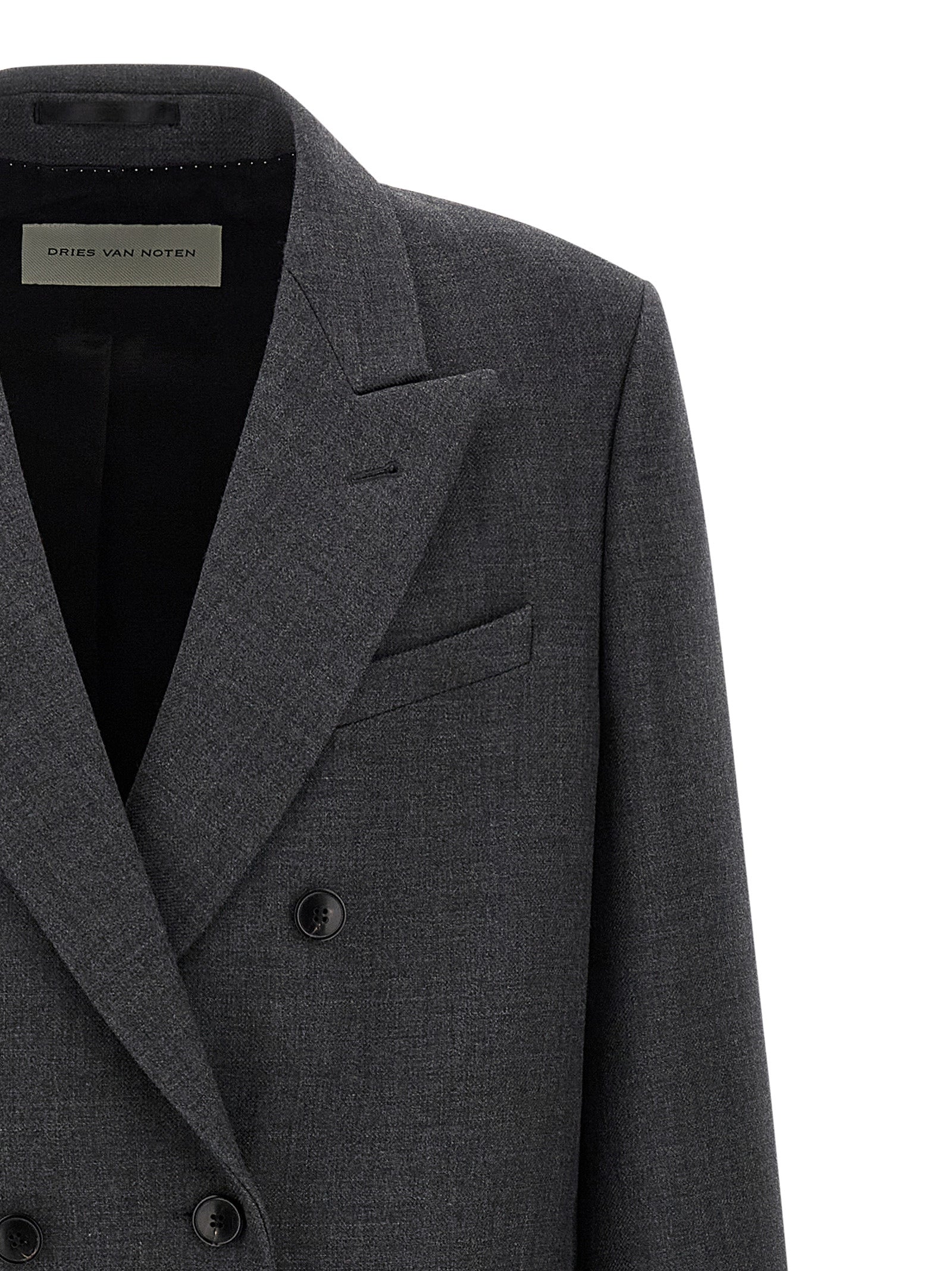 Dries Van Noten 100% wool coat in gray — view 3