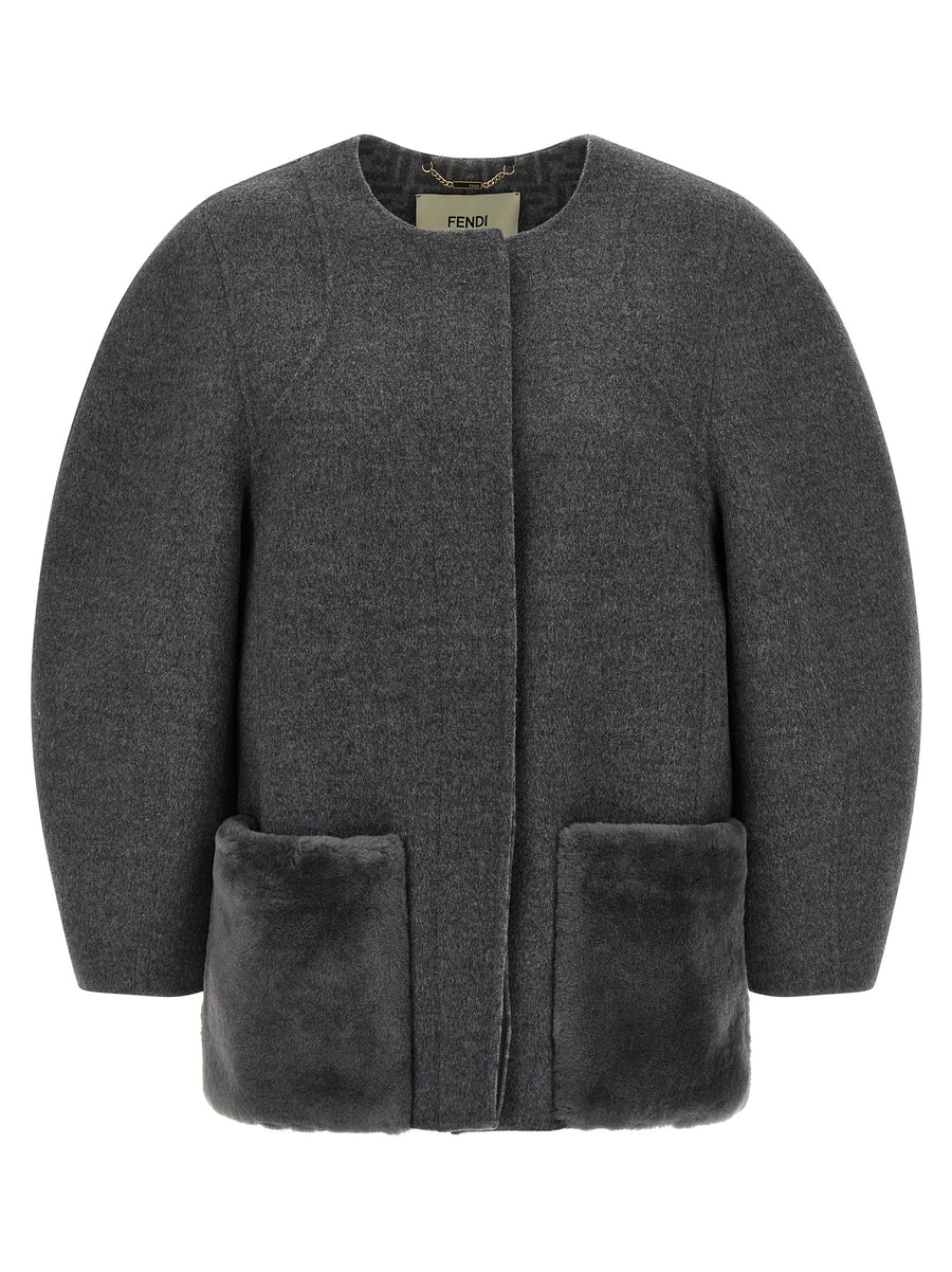 Fendi 99% virgin wool coat in gray