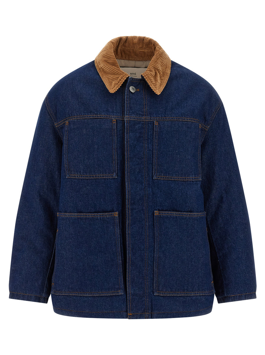 AMI Paris 100% cotton jacket in blue