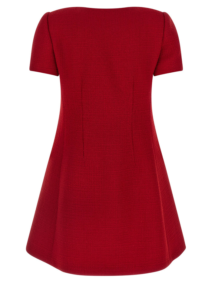 Valentino Garavani 97% Virgin Wool dress in red — view 2