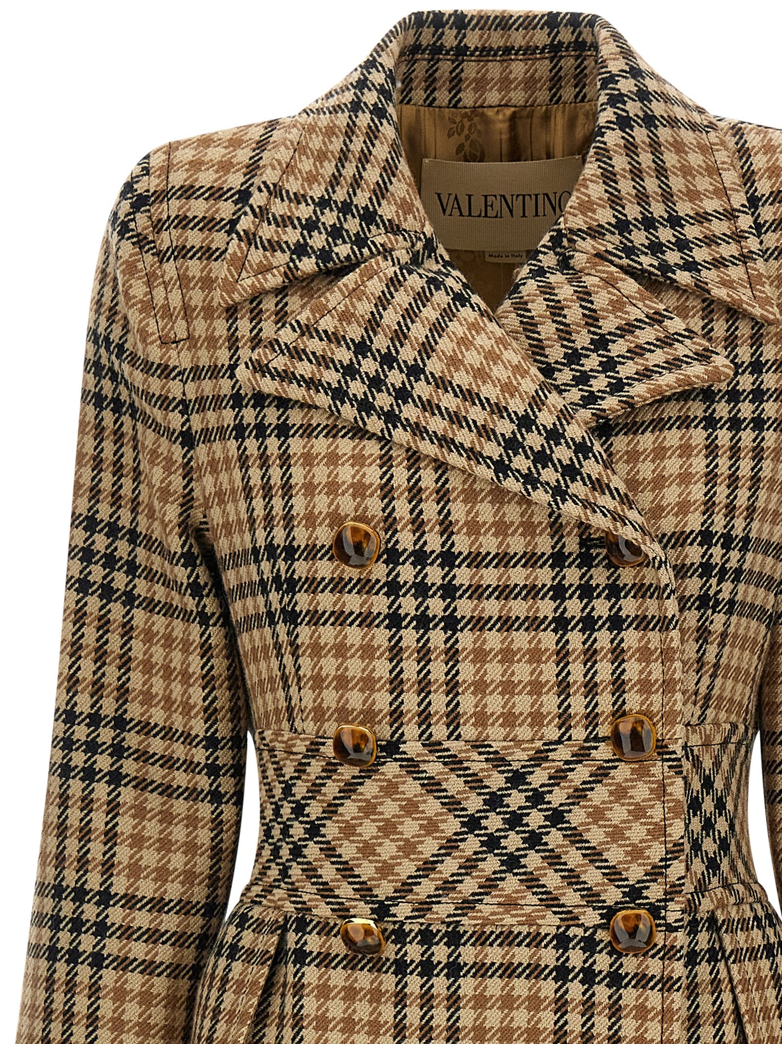 Valentino Garavani 100% virgin wool coat in brown — view 3