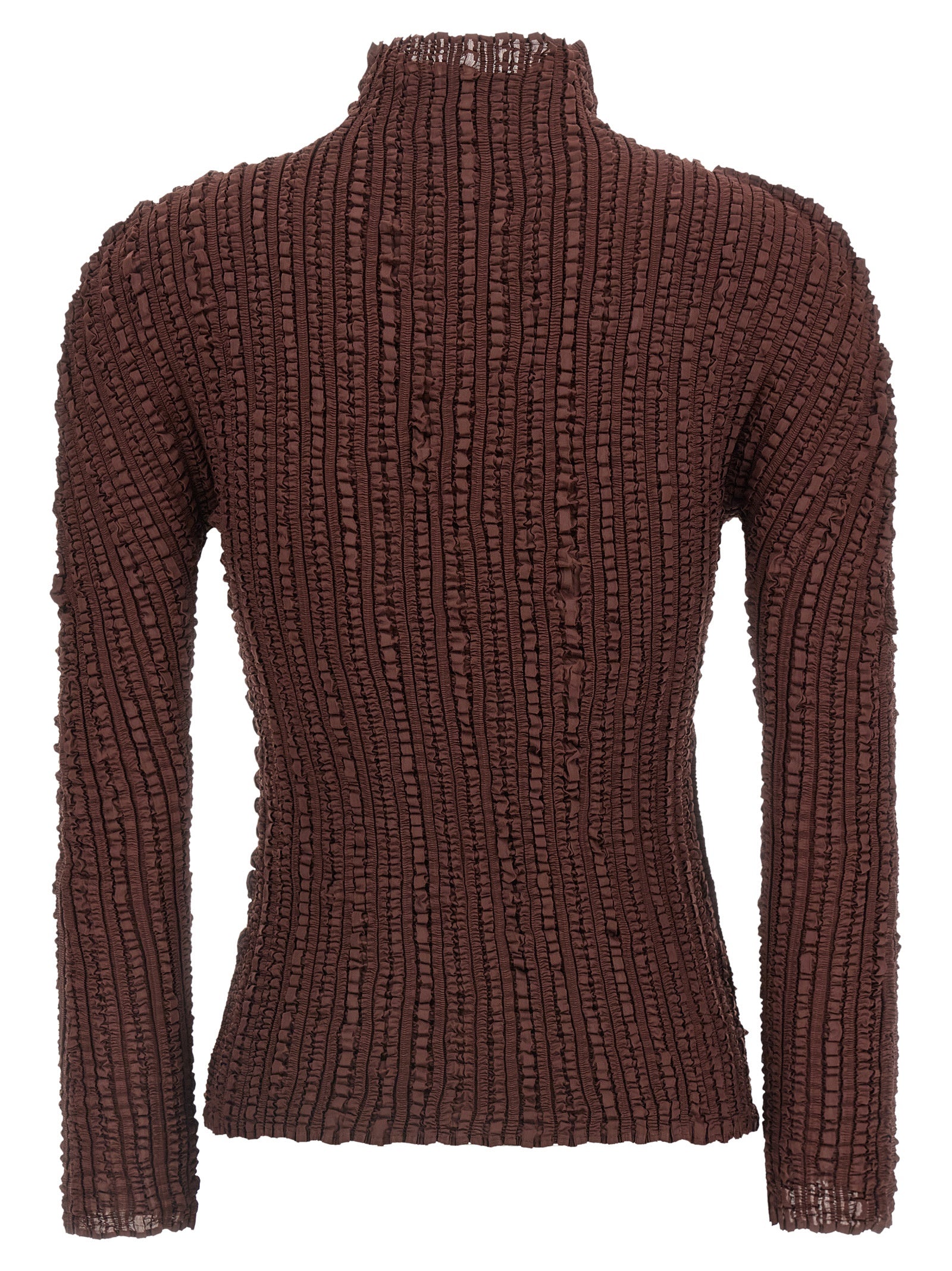Issey Miyake 100% polyester sweater in brown — view 2