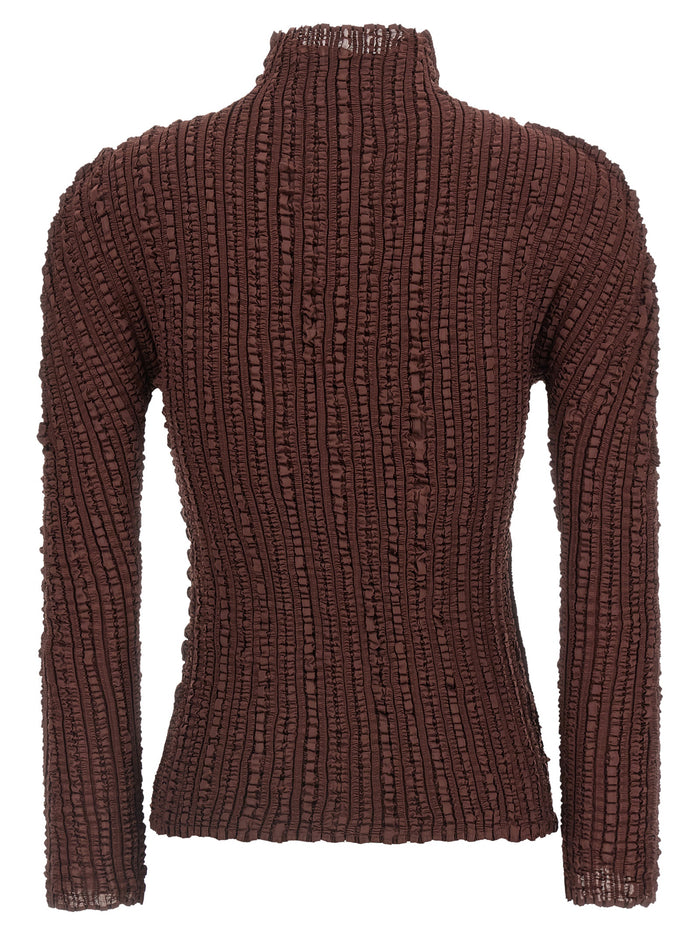 Issey Miyake 100% polyester sweater in brown — view 2