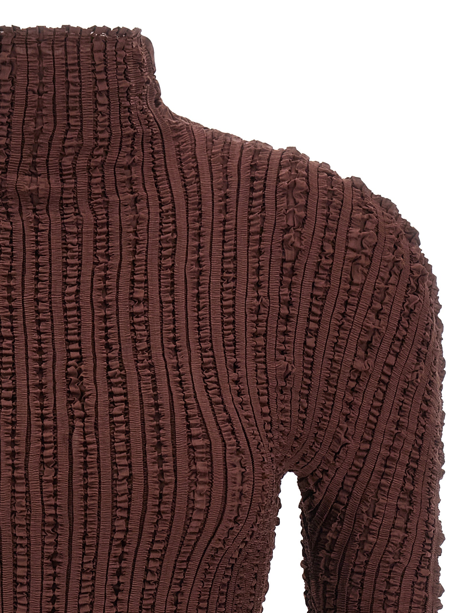 Issey Miyake 100% polyester sweater in brown — view 3