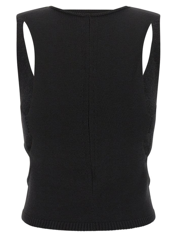 Rick Owens 100% Wool tank top in black — view 2