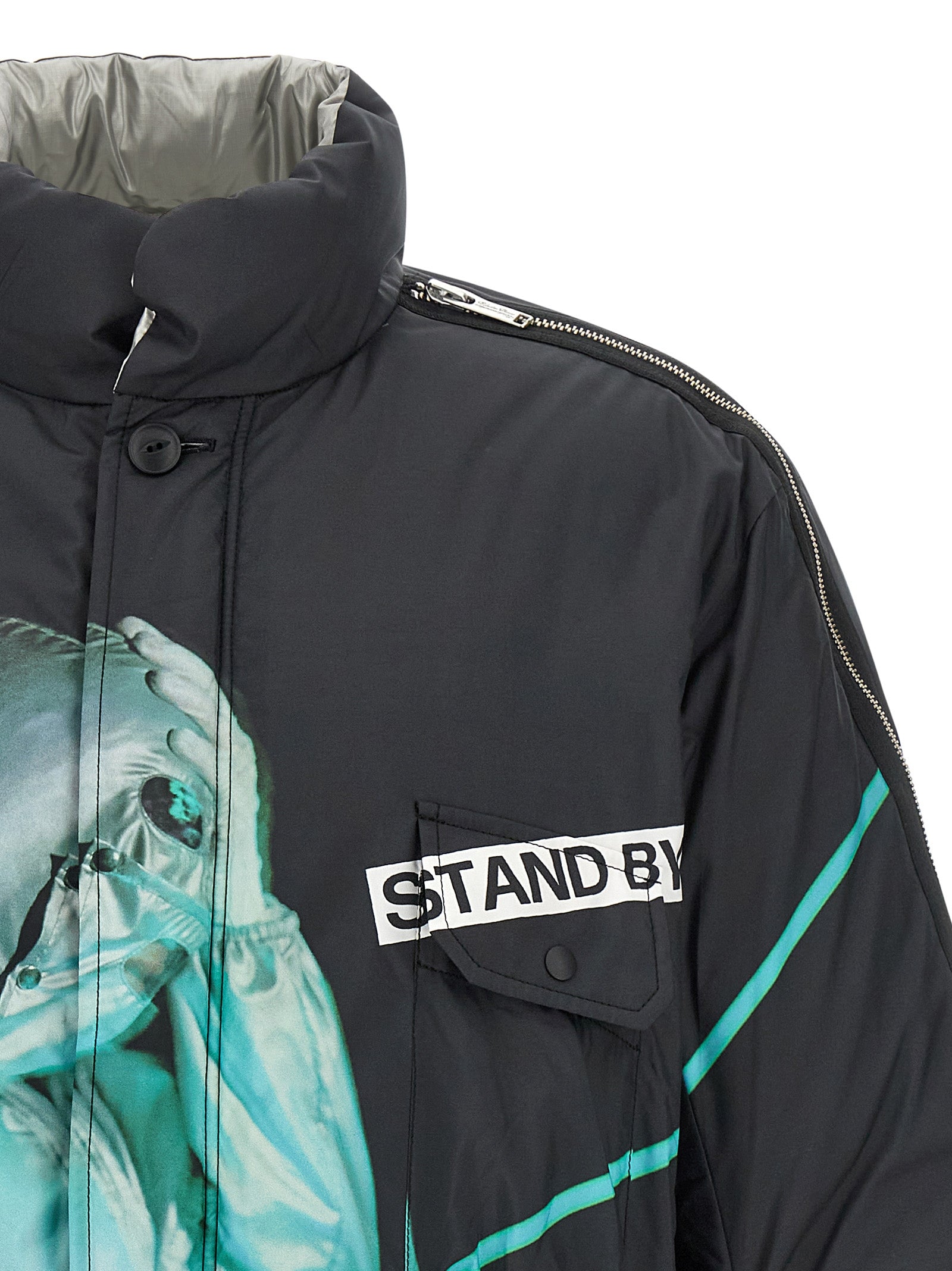 Undercover 100% polyester down jacket in black — view 3
