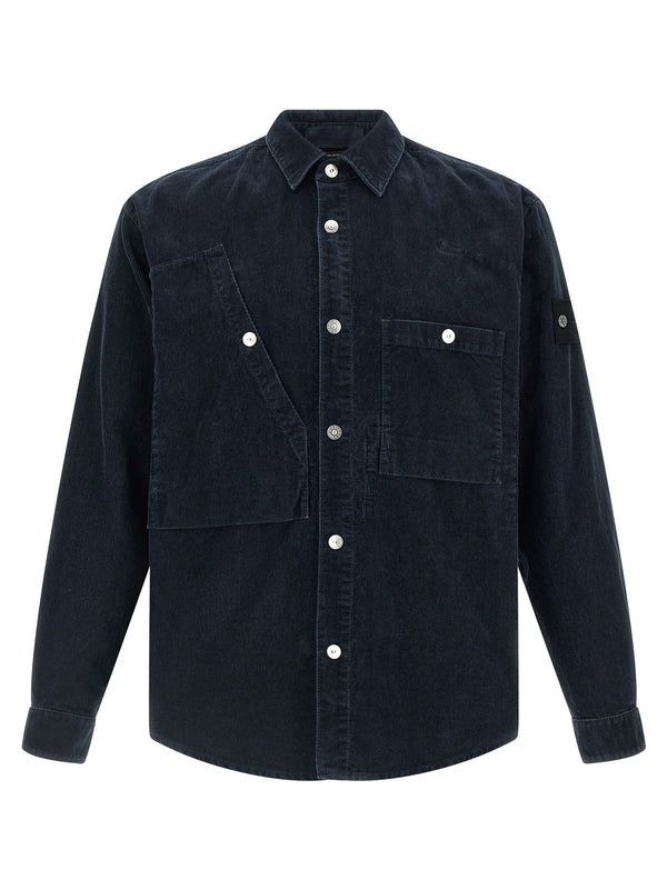 Stone Island 85% cotton shirt in navy