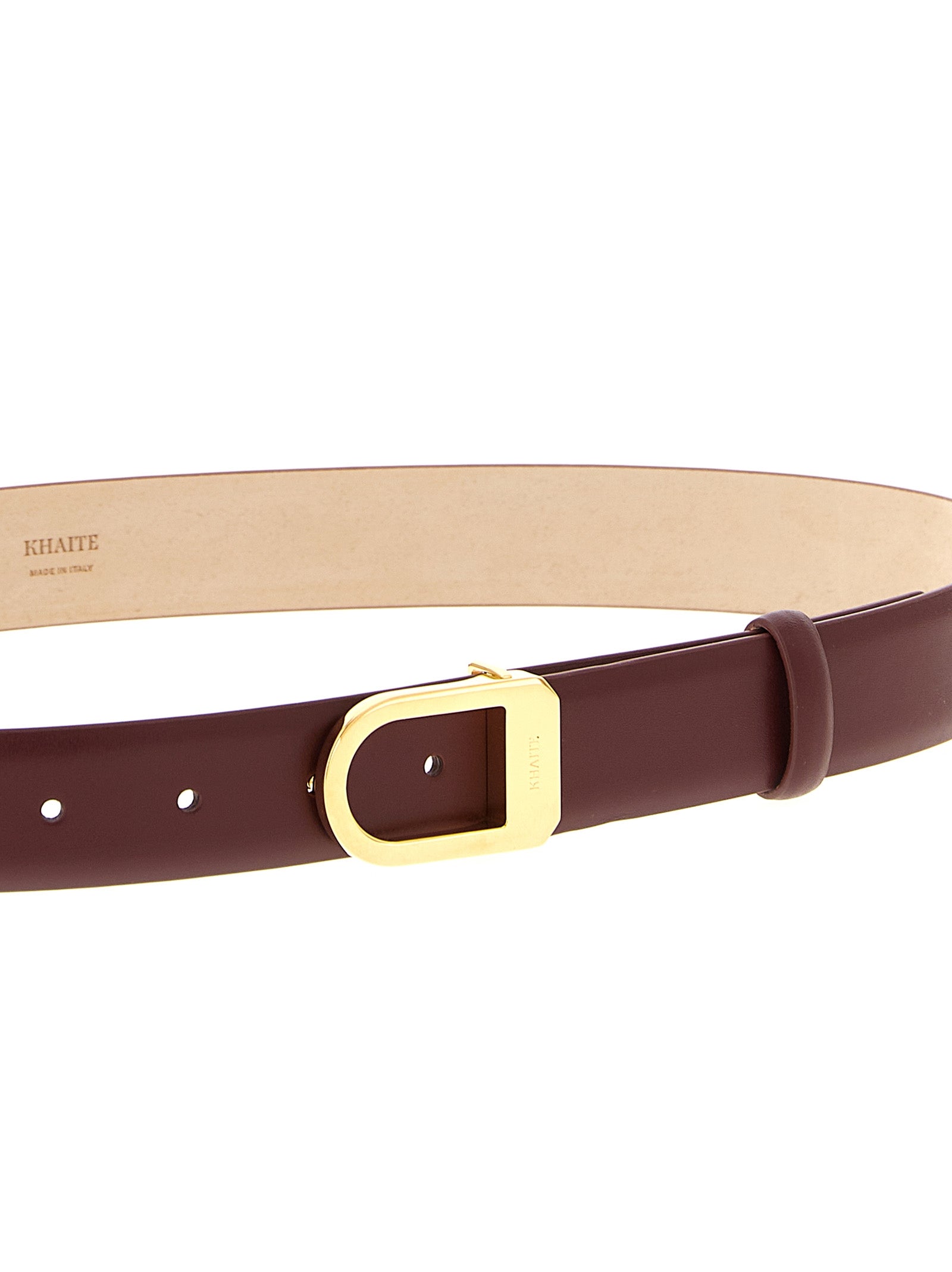 Khaite 100% Calfskin Leather belt in bordeaux — view 3