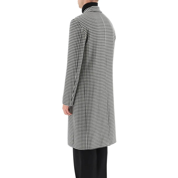 Pied-De-Poule Wool Coat Black