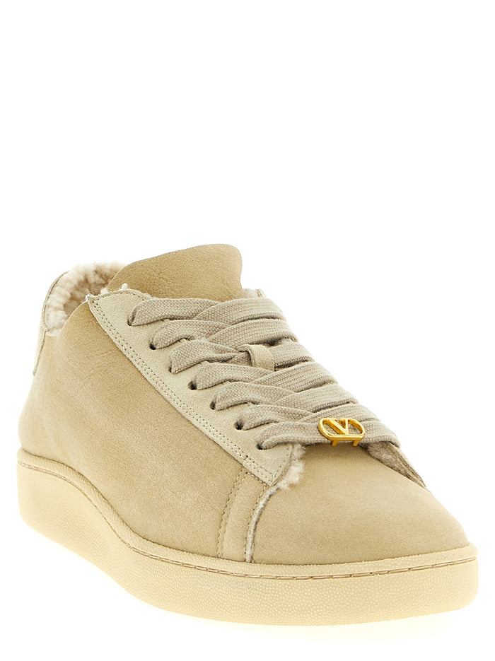 Valentino Garavani 100% goat leather sneaker in beige — view 2
