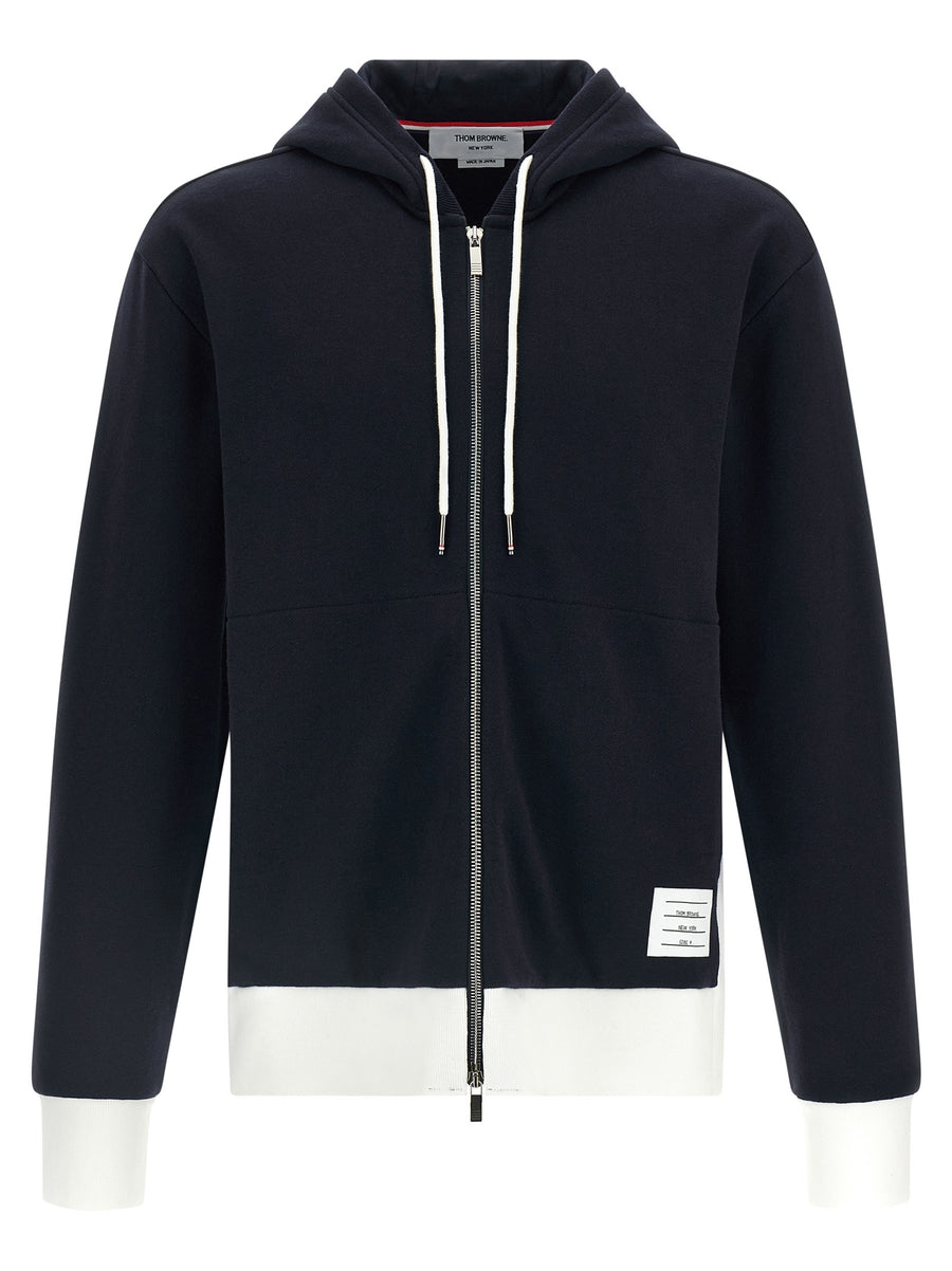 Thom Browne 100% cotton hoodie in navy