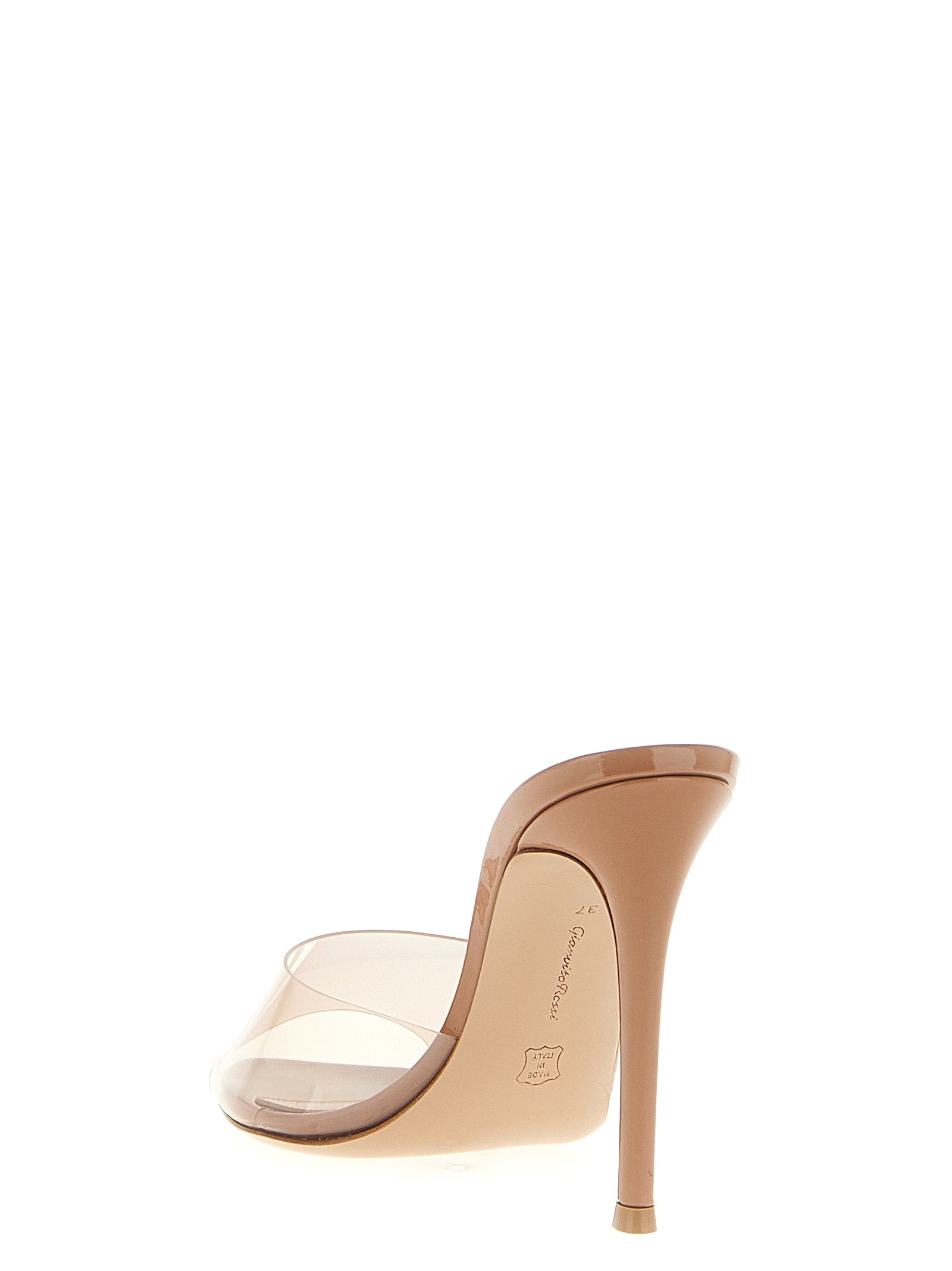 Gianvito Rossi 100% TPU heel mule in beige — view 3
