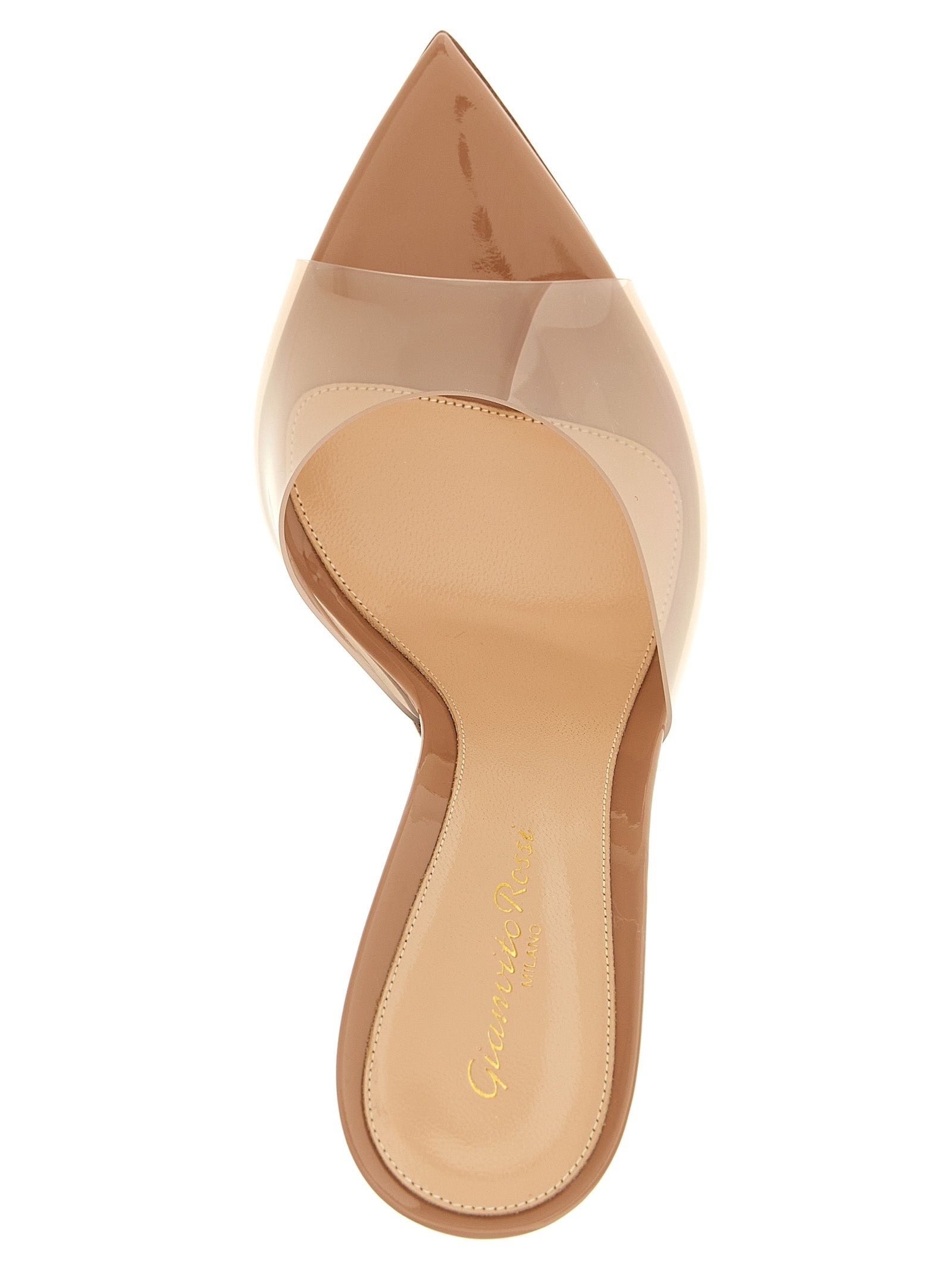 Gianvito Rossi 100% TPU heel mule in beige — view 4