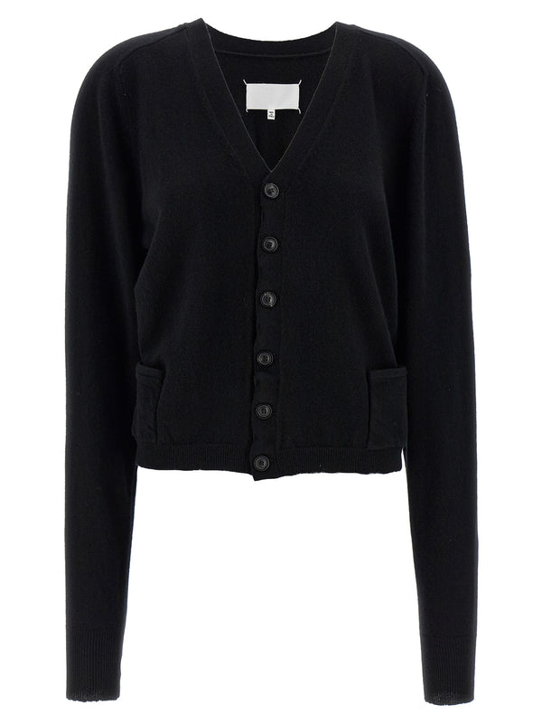 Maison Margiela 100% wool cardigan in black