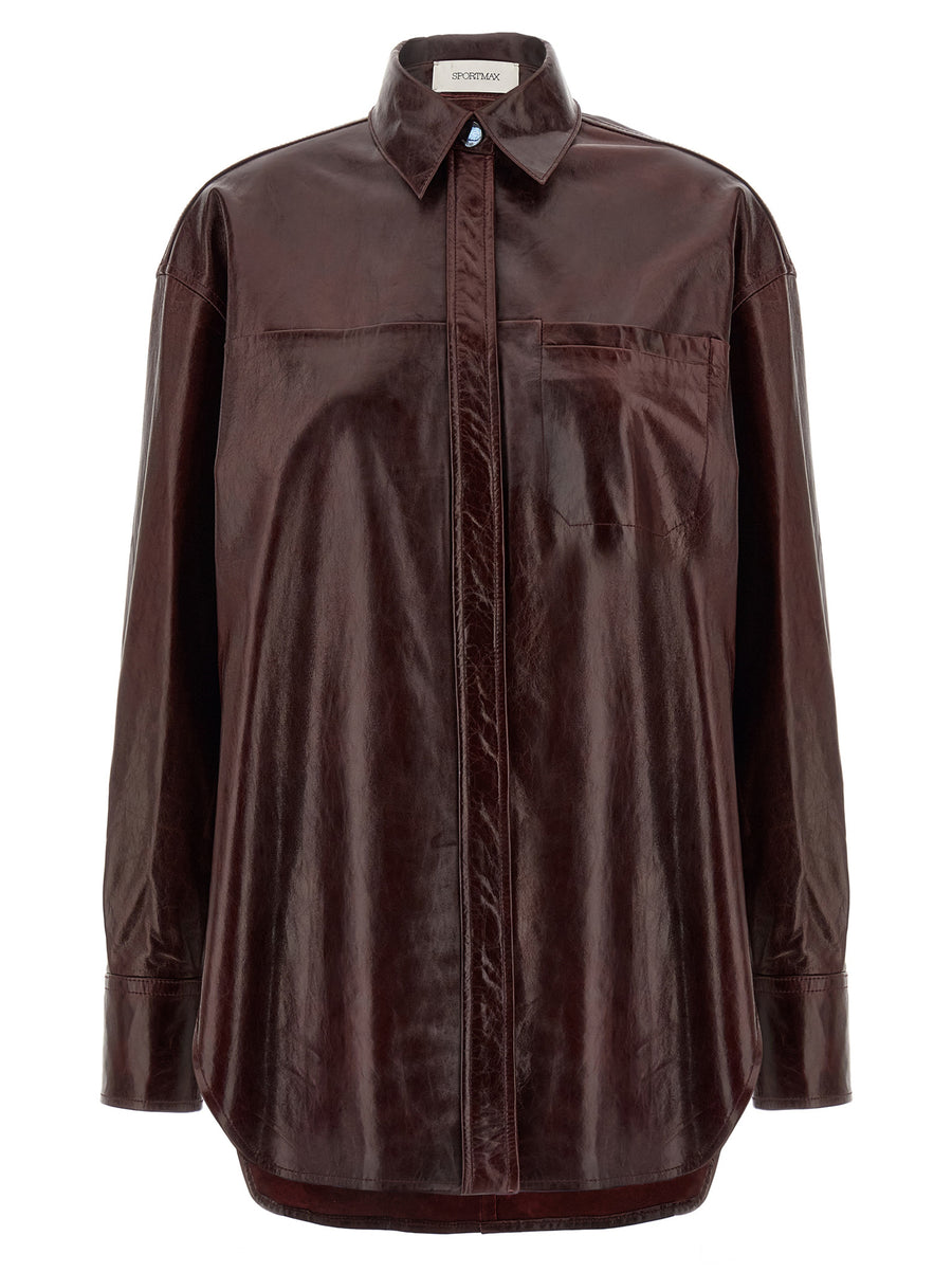 Sportmax 100% lamb leather blouse in bordeaux