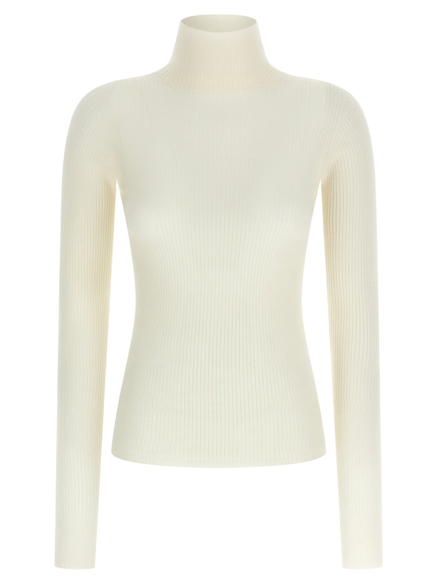 Sportmax 100% Virgin Wool turtleneck sweater in white