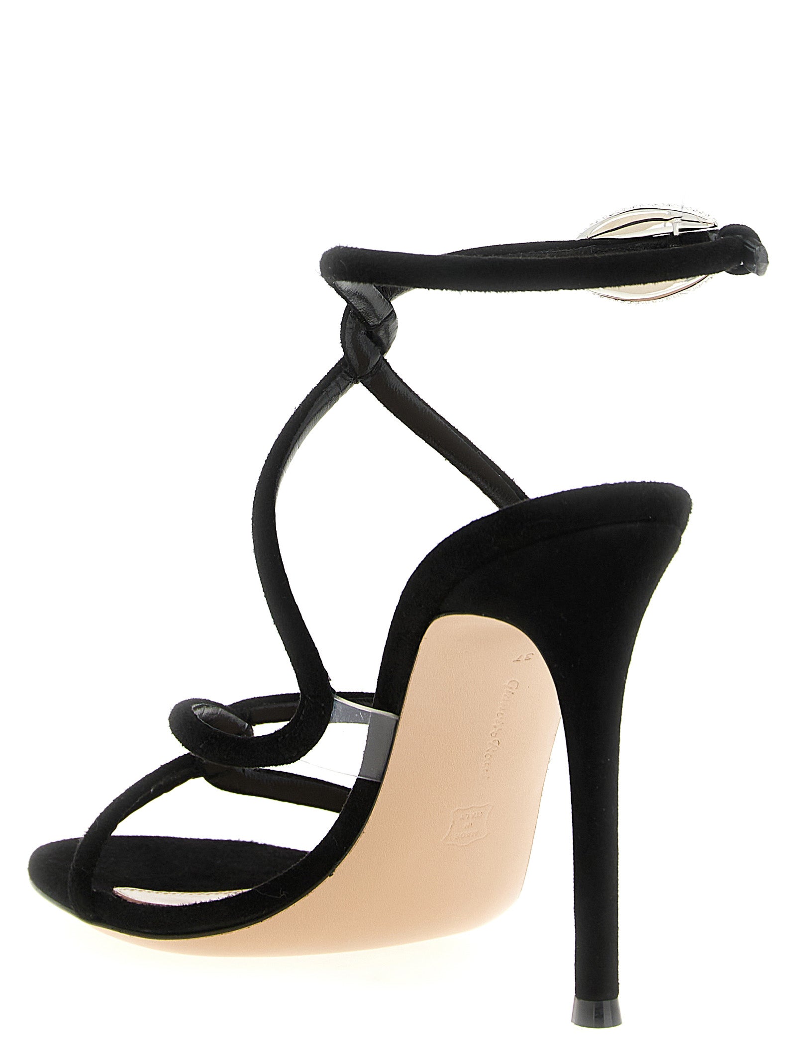 Gianvito Rossi 95% suede sandal in black — view 3
