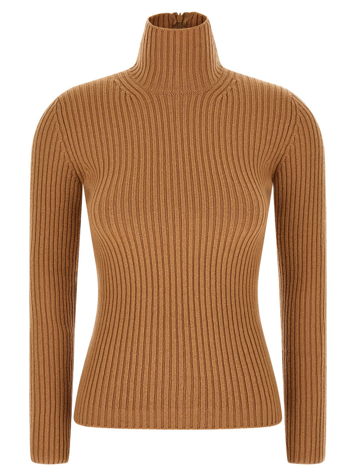 Max Mara 62% Wool turtleneck in beige