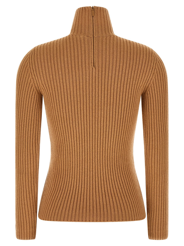 Max Mara 62% Wool turtleneck in beige — view 2