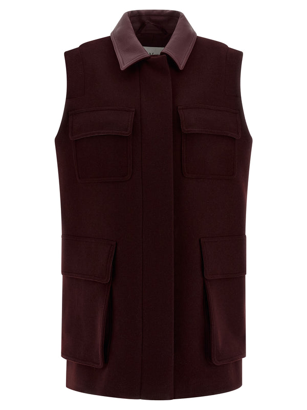 Max Mara 50% virgin wool vest in burgundy