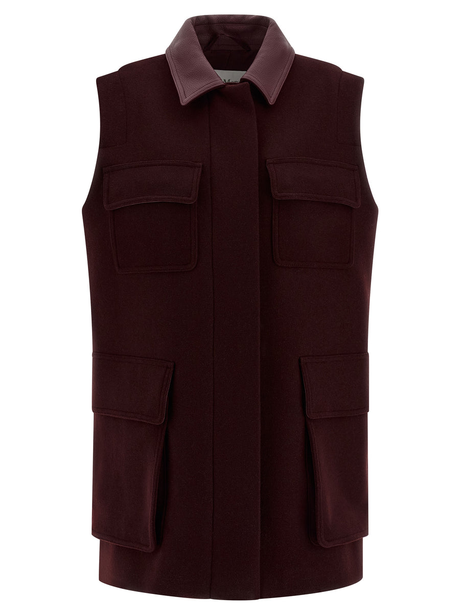 Max Mara 50% virgin wool vest in burgundy