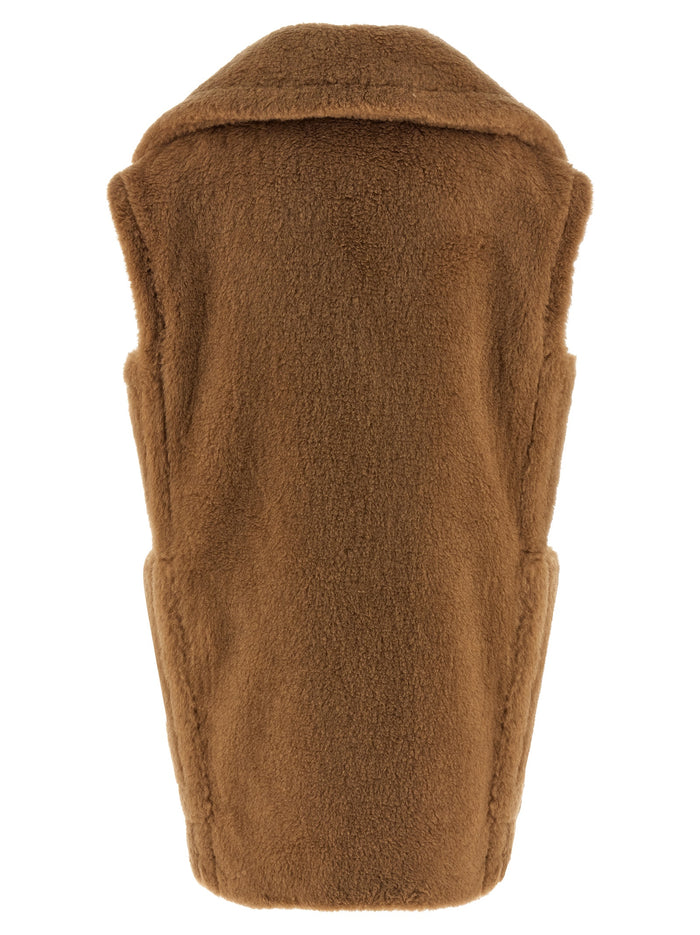 Max Mara 88% camel wool vest in beige — view 2