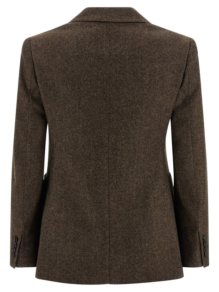 Max Mara 100% virgin wool blazer in brown — view 2
