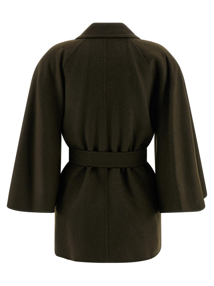 Max Mara 100% camel wool coat in green — view 2