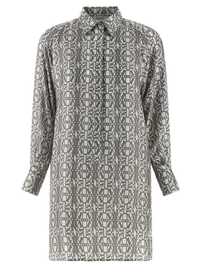 Max Mara 100% silk shirt dress in gray