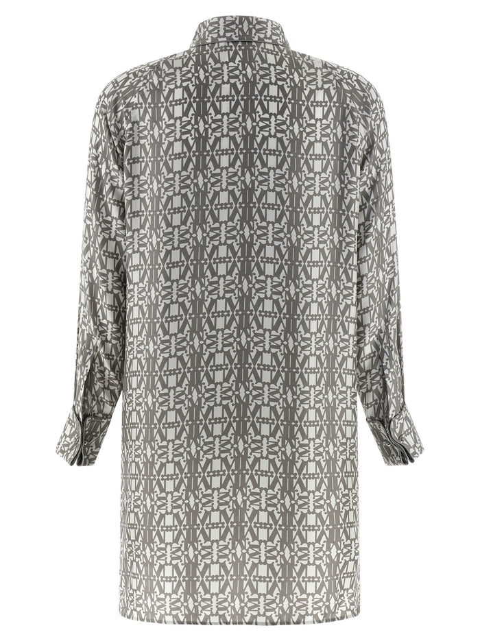 Max Mara 100% silk shirt dress in gray — view 2