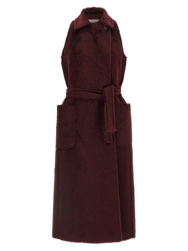 Max Mara 75% alpaca wool coat in bordeaux