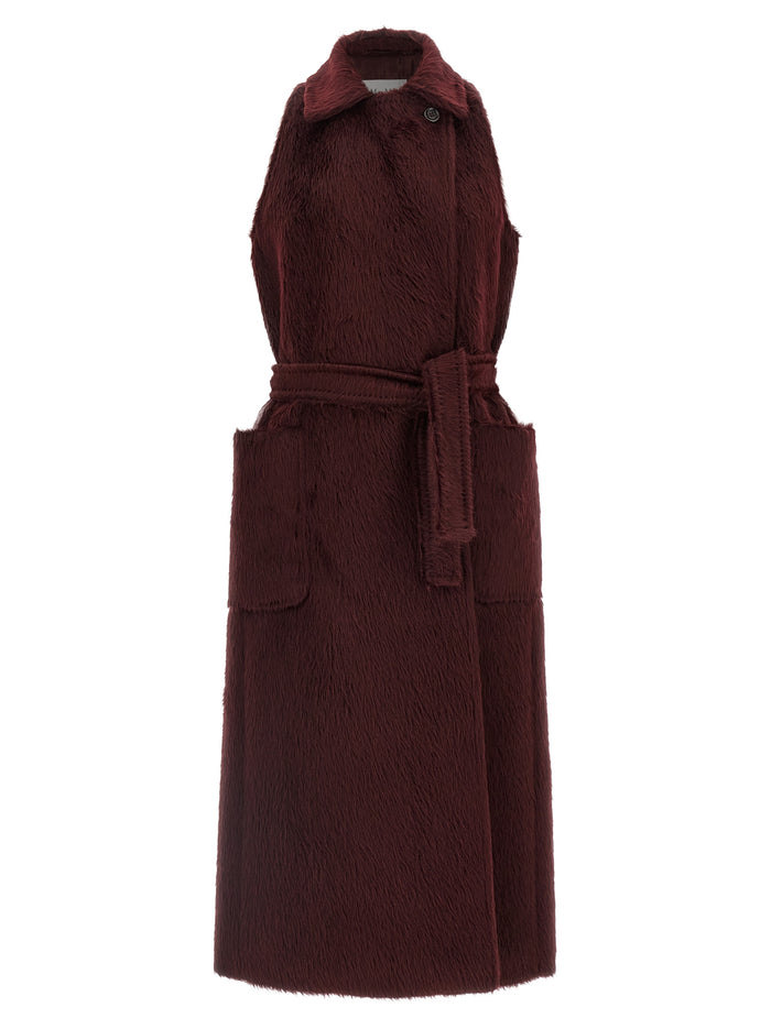 Max Mara 75% alpaca wool coat in bordeaux