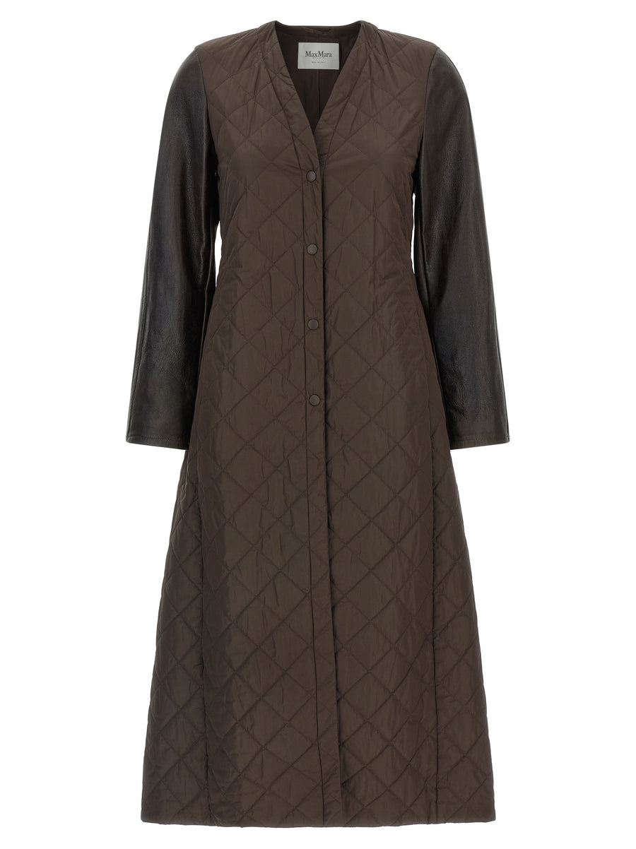Max Mara 100% polyamide body coat in brown